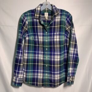 J Crew The‎ Boy Shirt Womens Size 2 Long Sleeve Plaid Button Up